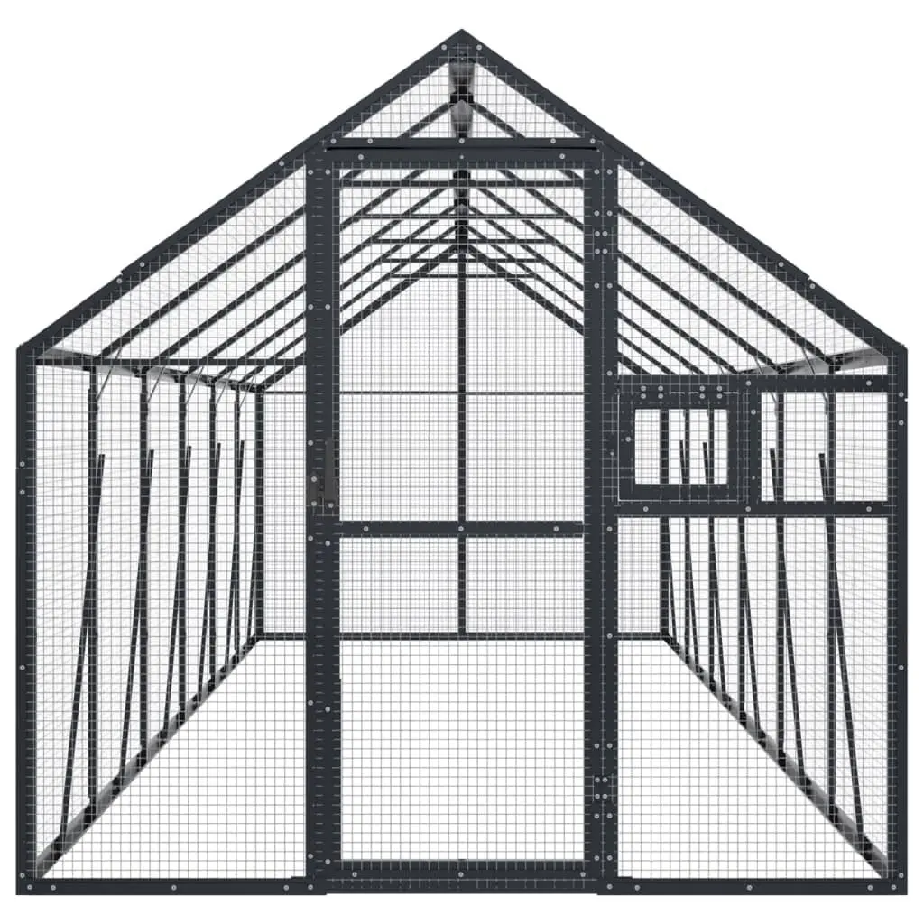 Bird Aviary Anthracite 1.79x6x1.85 m Aluminium Frame Wire Mesh Large Parrot Cage