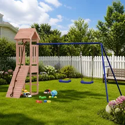 Wooden Outdoor Playset with Climbing Frame and Sandbox