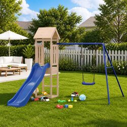Wooden Playset Specifications: Swing, Slide, and Sandpit