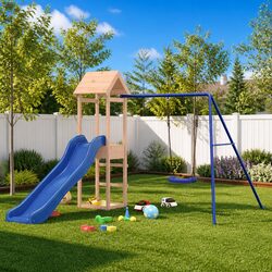 Solid Wood Outdoor Playset with Climbing Frame Specifications