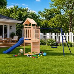 Wooden Playset: Climbing Frame, Slide, Swing & Sandbox