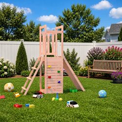 Wooden Outdoor Playset Climbing Frame Sandbox Rockwall Ladder Garden Backyard