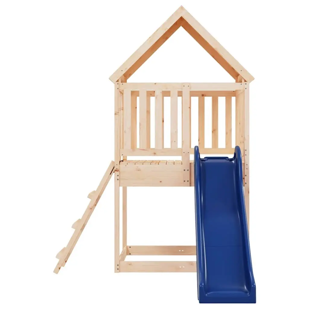 Wooden Outdoor Playset Climbing Frame with Wave Slide and Sandbox for Backyard 90 cm