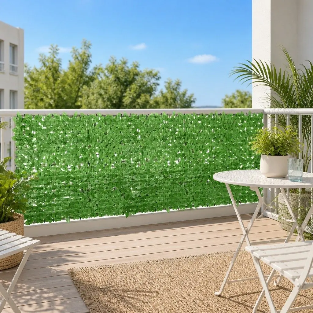 Balcony Privacy Screen Green Leaves 400x100cm Outdoor Terrace Garden Shade Panel