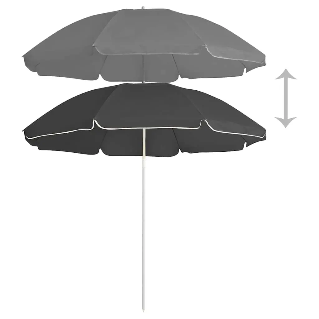 Garden Shade Umbrella 180cm Anthracite with Steel Pole and Adjustable Tilt Function for Outdoor Use