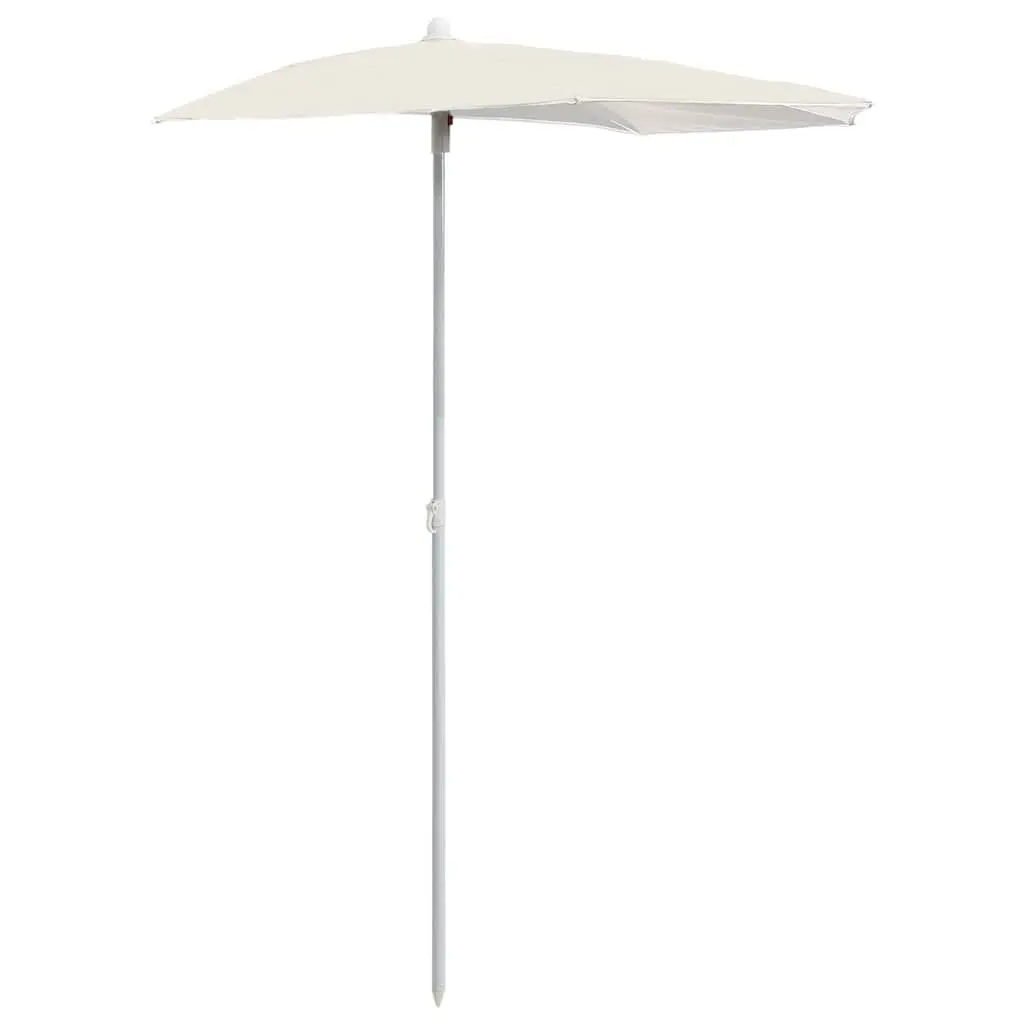 Half Round Garden Parasol Outdoor Shade Sunshade UV Protective Easy Open Close