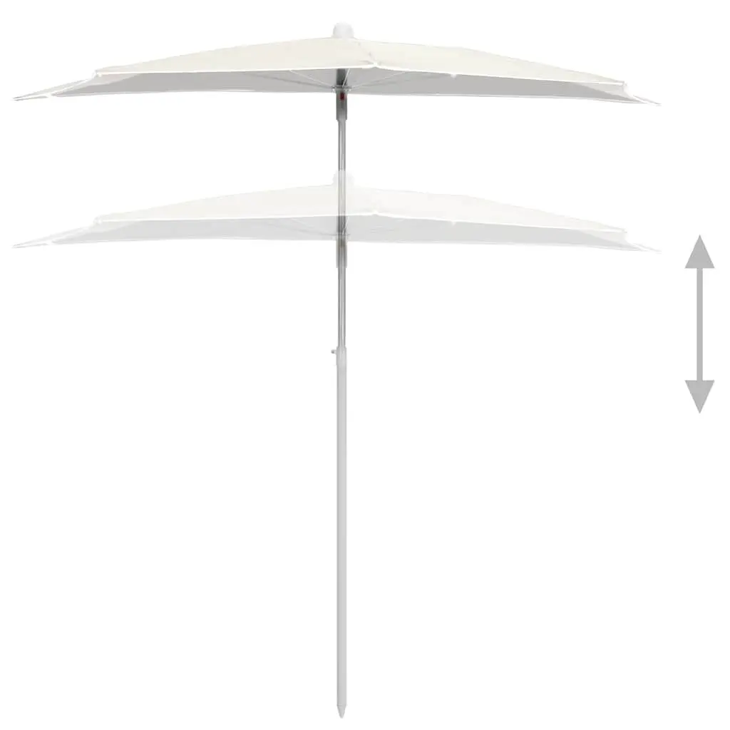 Half Round Garden Parasol Outdoor Shade Sunshade UV Protective Easy Open Close