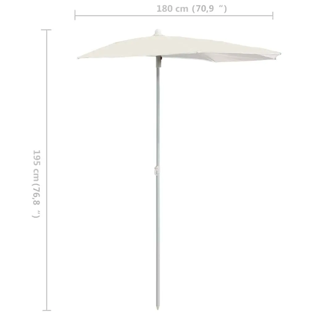 Half Round Garden Parasol Outdoor Shade Sunshade UV Protective Easy Open Close