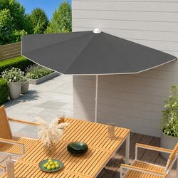 Half Round Garden Parasol 180x90 cm Outdoor Sunshade Patio Umbrella Anthracite