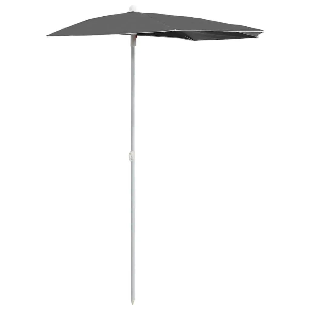 Half Round Parasol for Garden Outdoor Use Anthracite 180 x 90 cm UV Protective Polyester Cover Steel Pole