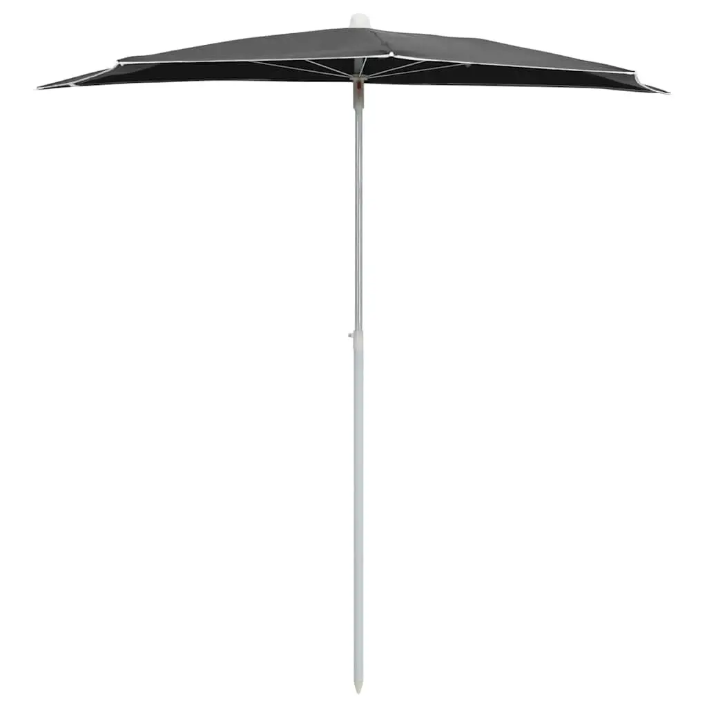 Half Round Parasol for Garden Outdoor Use Anthracite 180 x 90 cm UV Protective Polyester Cover Steel Pole