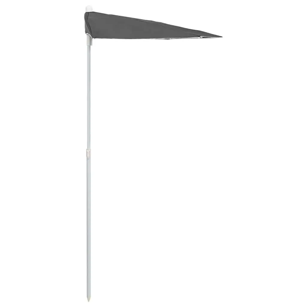 Half Round Parasol for Garden Outdoor Use Anthracite 180 x 90 cm UV Protective Polyester Cover Steel Pole