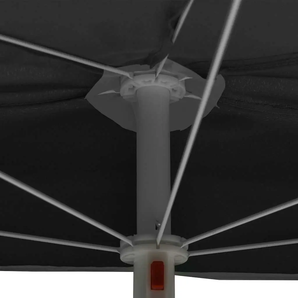 Half Round Parasol for Garden Outdoor Use Anthracite 180 x 90 cm UV Protective Polyester Cover Steel Pole