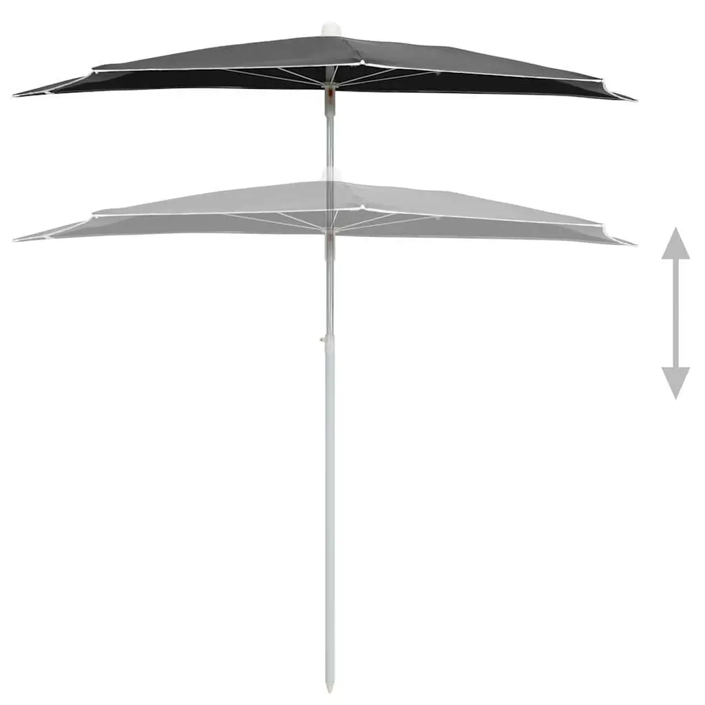 Half Round Parasol for Garden Outdoor Use Anthracite 180 x 90 cm UV Protective Polyester Cover Steel Pole