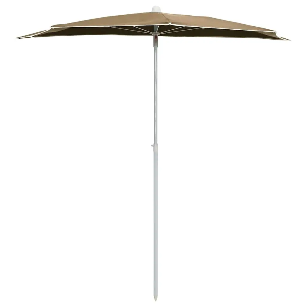 Half Round Garden Parasol Outdoor Sun Shade Umbrella with Pole Taupe 180 x 90 cm