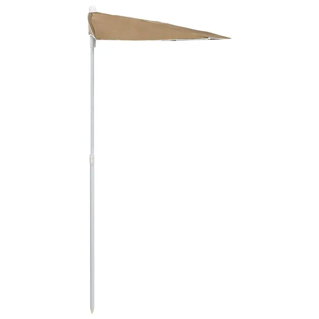 Half Round Garden Parasol Outdoor Sun Shade Umbrella with Pole Taupe 180 x 90 cm