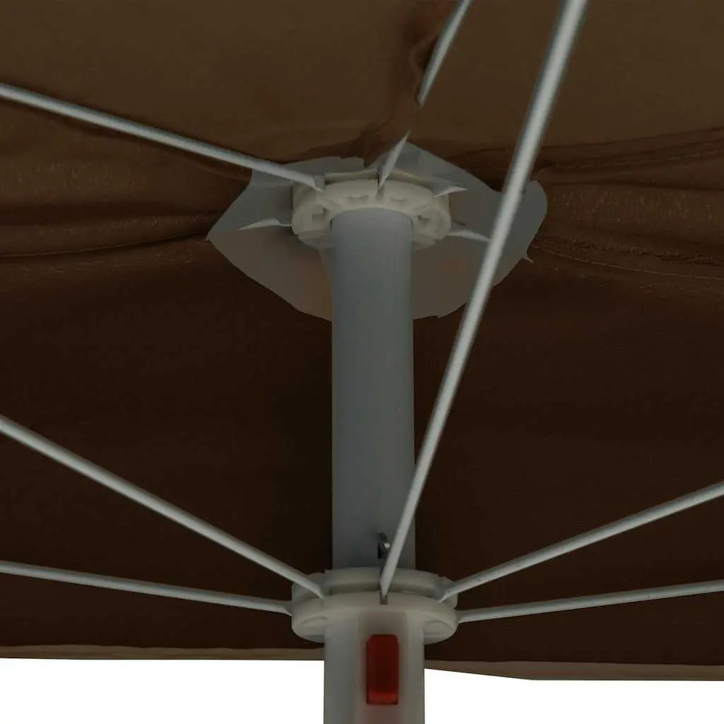 Half Round Garden Parasol Outdoor Sun Shade Umbrella with Pole Taupe 180 x 90 cm