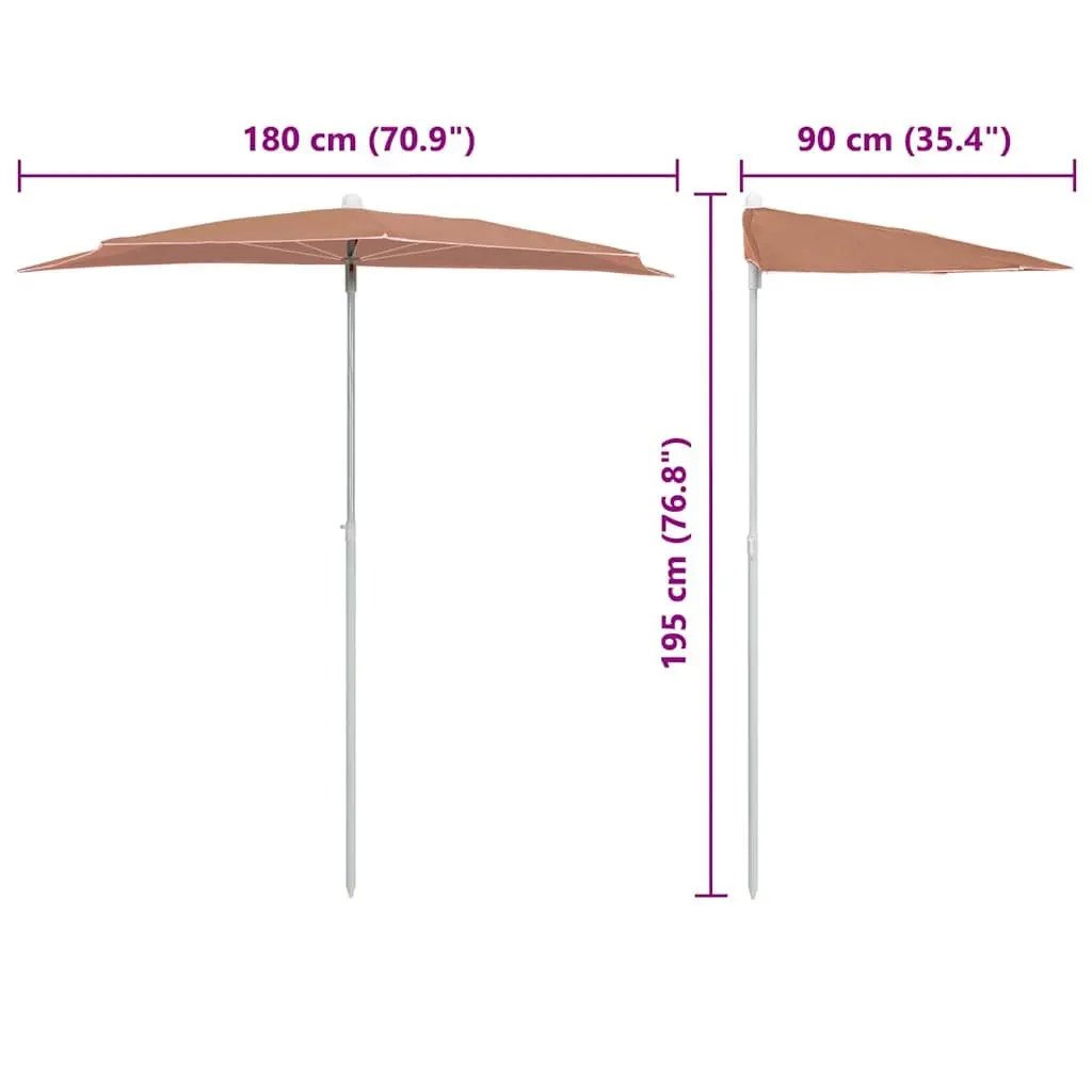 Half Round Parasol 180x90cm in Orange