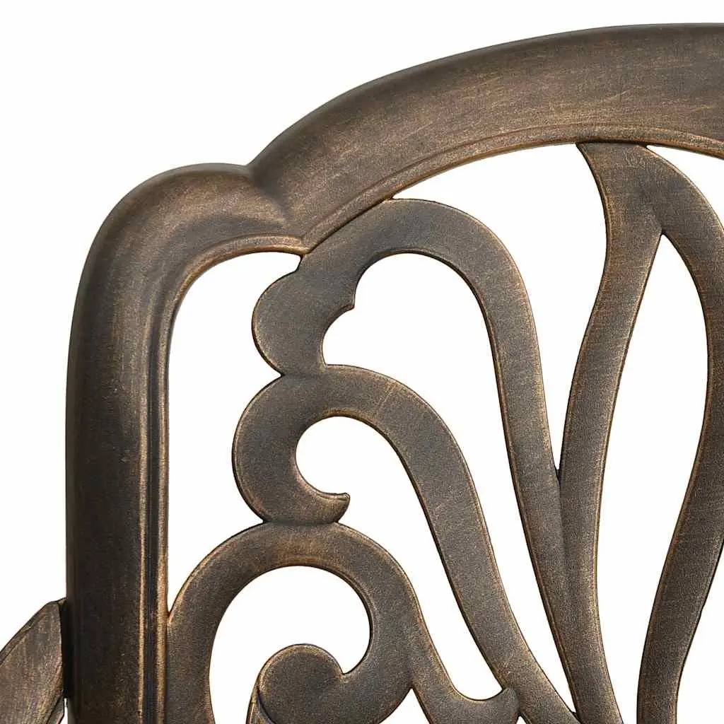 Cast Aluminium Dining Chairs for Outdoor Use Brown Set of 2 Weather Resistant