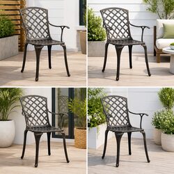 Outdoor Garden Chairs - Set of 4 High Back Aluminium