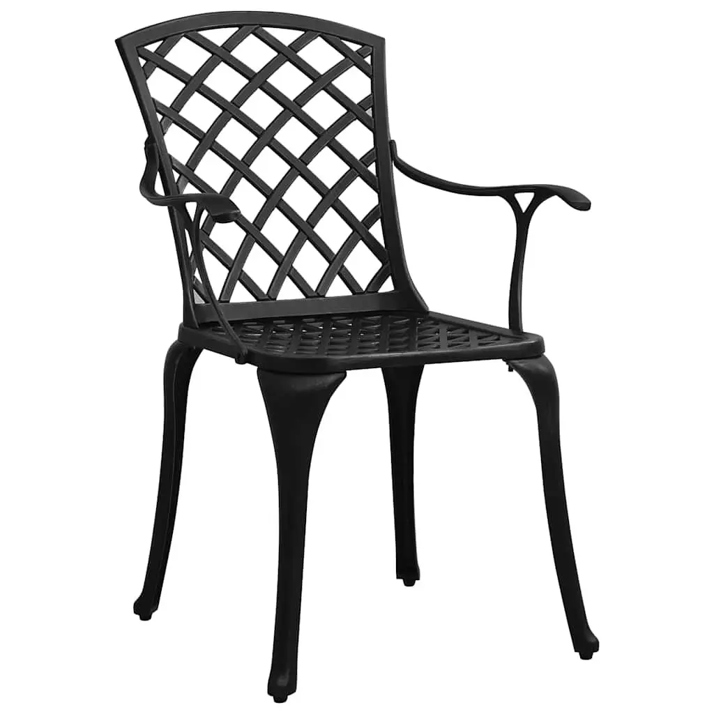 Garden Chairs Set of 4 Outdoor Dining Black Cast Aluminium