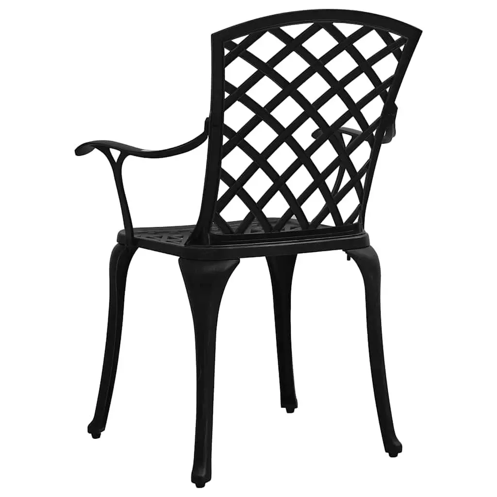 Garden Chairs Set of 4 Outdoor Dining Black Cast Aluminium