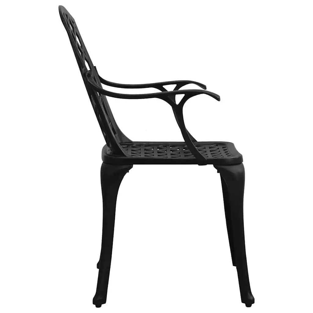 Garden Chairs Set of 4 Outdoor Dining Black Cast Aluminium