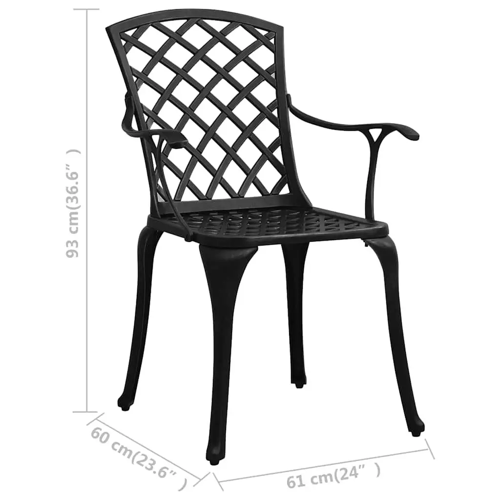 Garden Chairs Set of 4 Outdoor Dining Black Cast Aluminium
