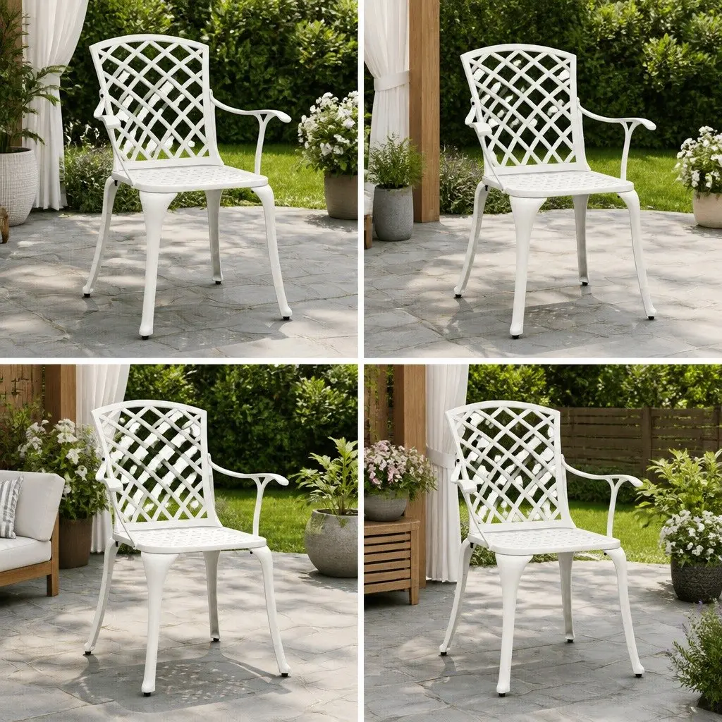 Outdoor Dining Chairs Set 4 Pcs Garden Seating White