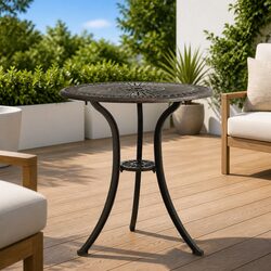 Cast Aluminium Garden Table - 62x62x65 cm in Brown