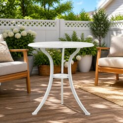 Cast Aluminium Garden Table: 62W x 62D x 65H cm, White