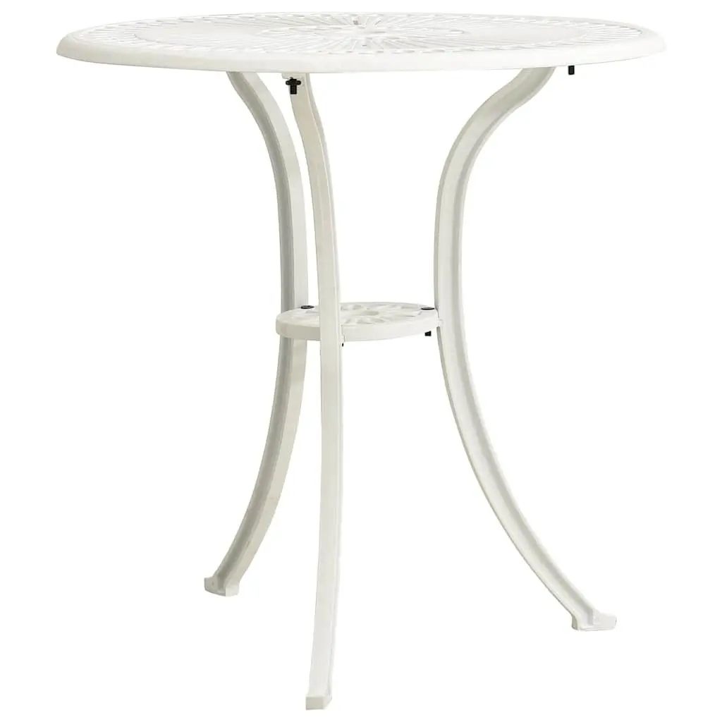 Outdoor Patio Garden Table White Cast Aluminium 62cm for Tea Coffee