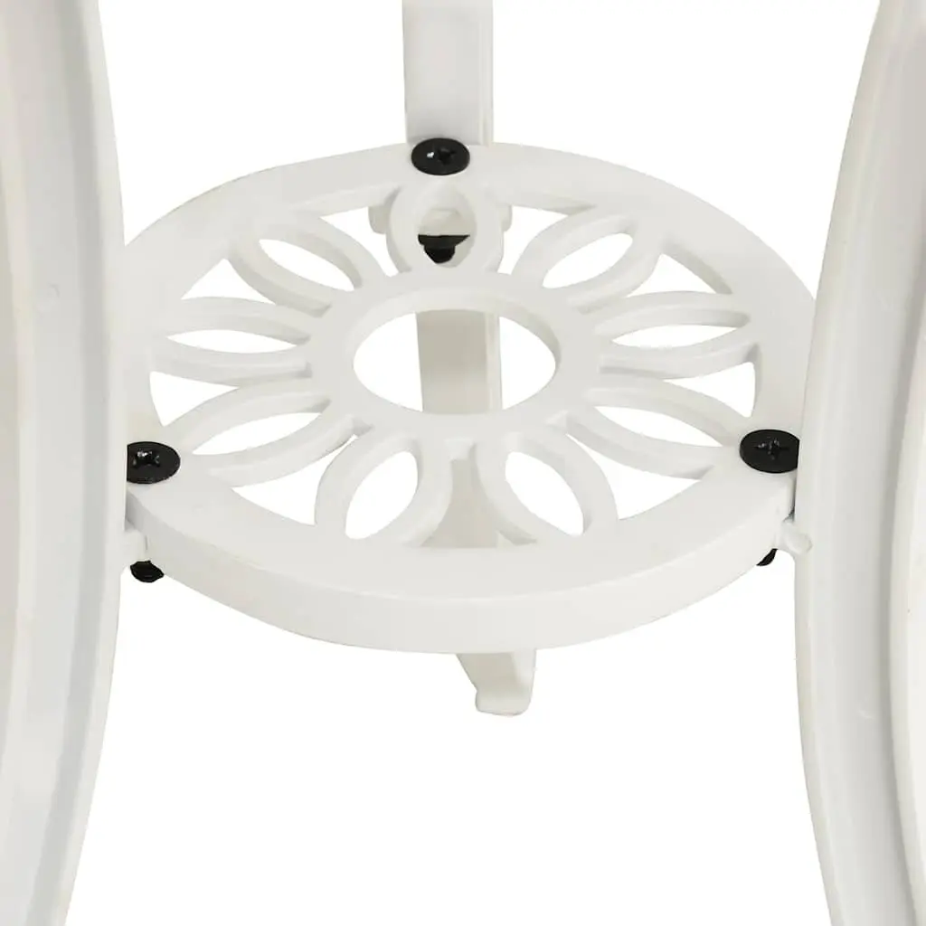 Outdoor Patio Garden Table White Cast Aluminium 62cm for Tea Coffee