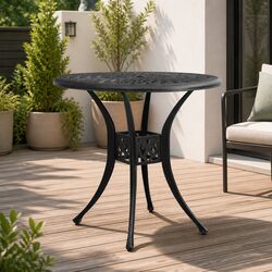 Black Square Garden Table: 78 x 78 x 72 cm, Cast Aluminium