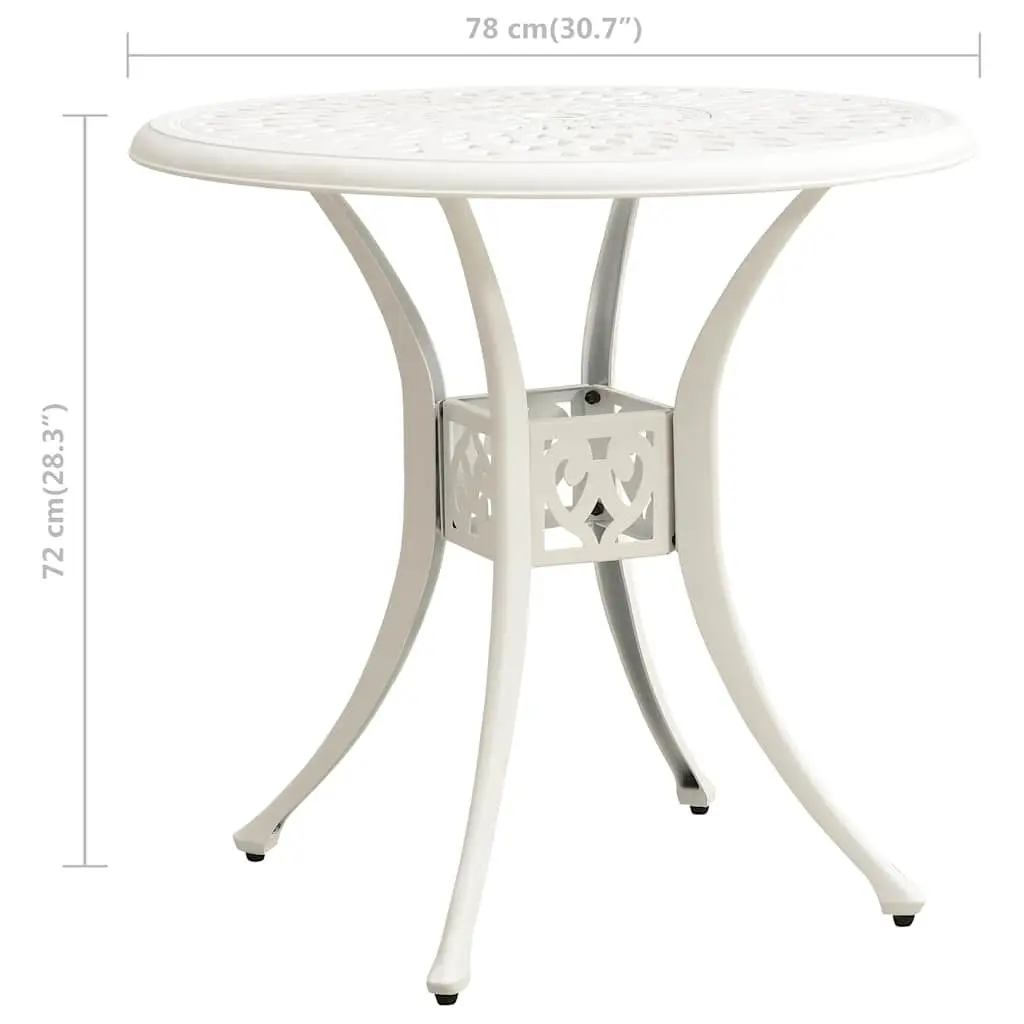 Garden Table White Cast Aluminium Outdoor Patio Furniture Tea Coffee Dining 78cm