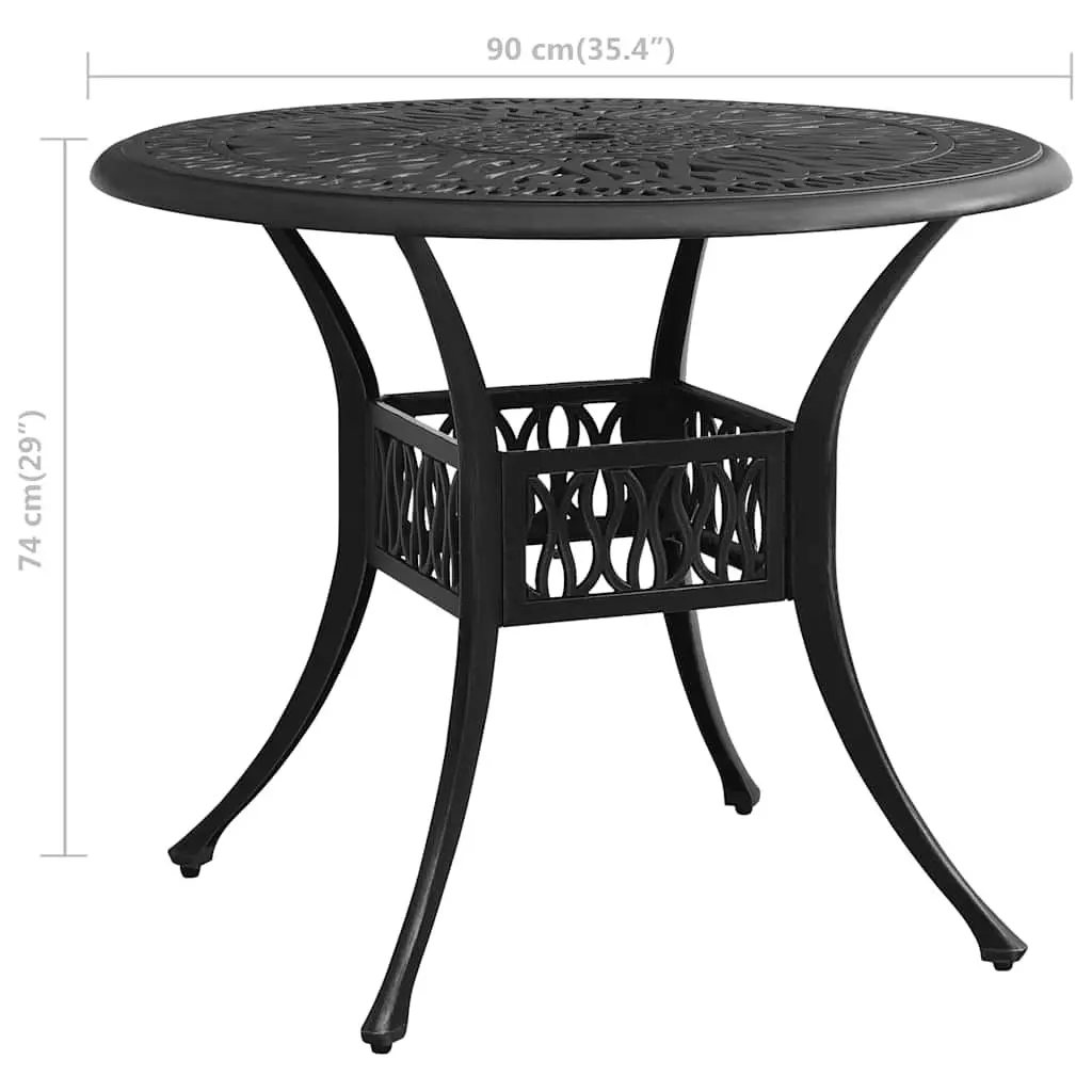 Outdoor Garden Table Black Square Patio Furniture 90 x 90 x 74 cm