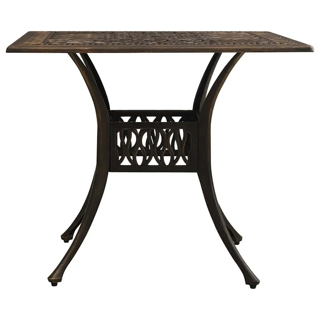 Garden Table Outdoor Use Cast Aluminium Brown 90W x 90D x 73H cm