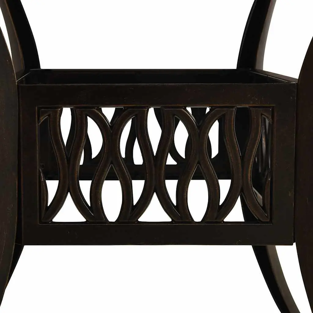 Garden Table Outdoor Use Cast Aluminium Brown 90W x 90D x 73H cm