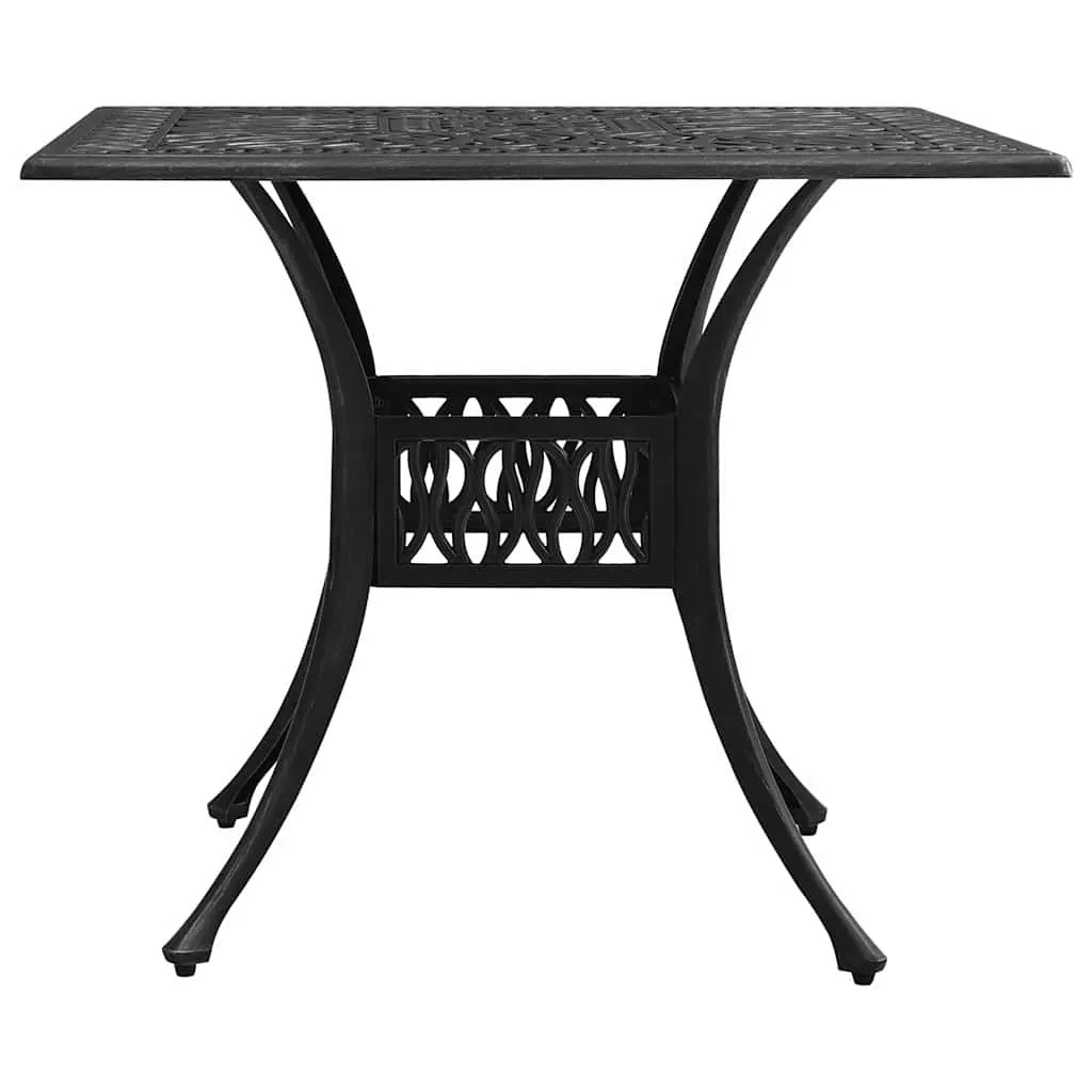 Garden Table Outdoor Patio Dining Cast Aluminium Black 90x90x73cm Umbrella Hole