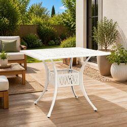 Specifications of White Cast Aluminium Garden Table 90x90x73cm