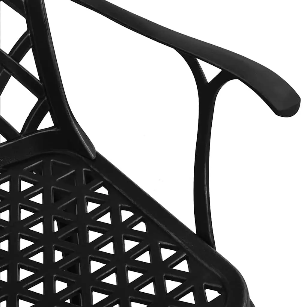 Bistro Set Outdoor Use 3 Piece Cast Aluminium Black
