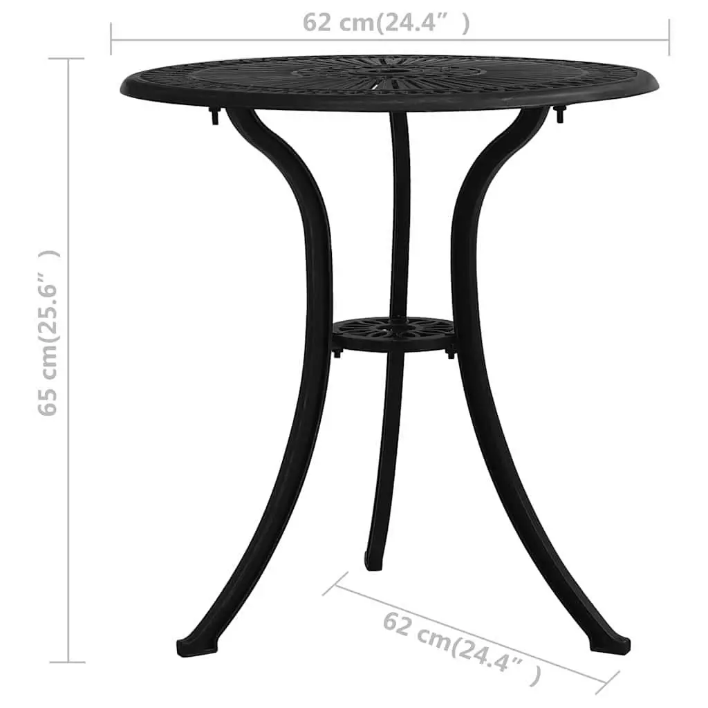 Bistro Set Outdoor Use 3 Piece Cast Aluminium Black