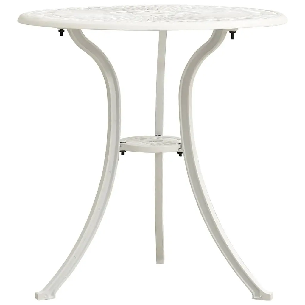 3 Piece Bistro Set Cast Aluminium Outdoor Garden Furniture White Patio Chairs