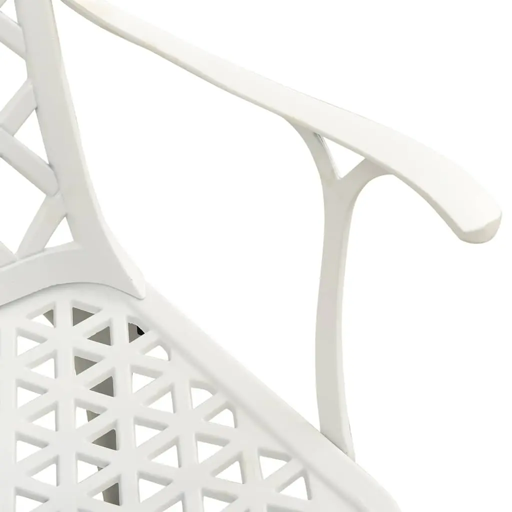 3 Piece Bistro Set Cast Aluminium Outdoor Garden Furniture White Patio Chairs