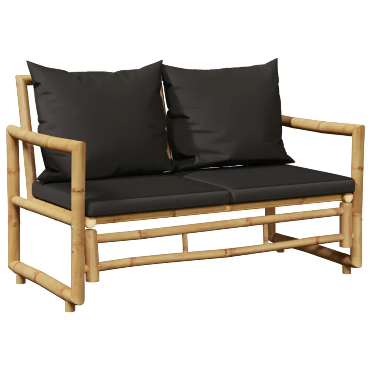 Garden Bench Outdoor Seating 115 cm Bamboo with Grey Padded Cushions