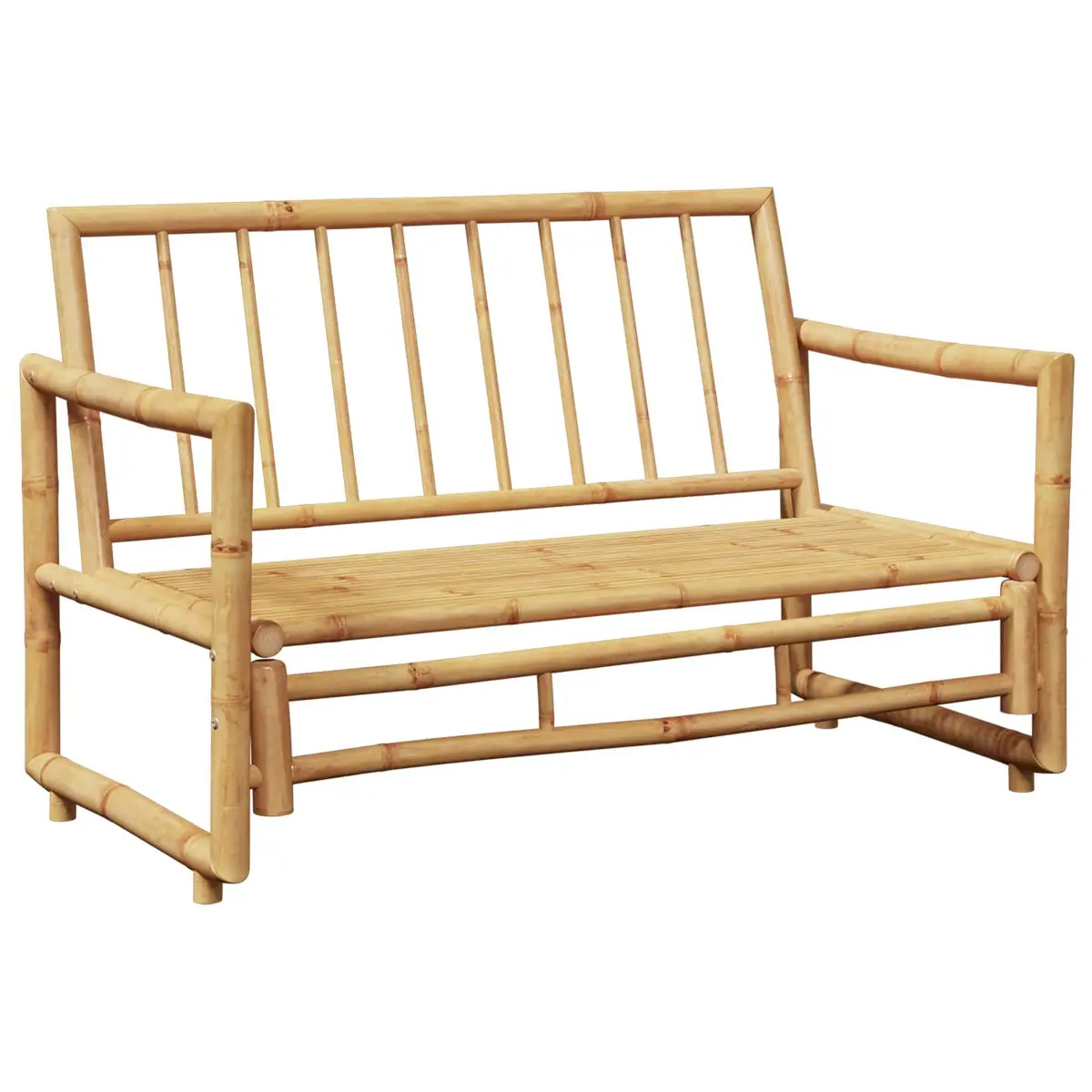 Garden Bench Outdoor Seating 115 cm Bamboo with Grey Padded Cushions