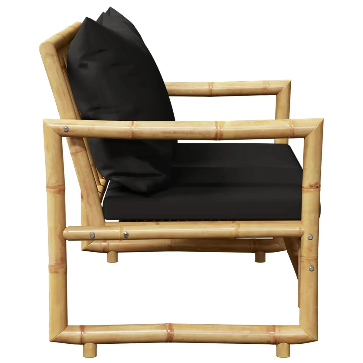 Garden Bench Outdoor Seating 115 cm Bamboo with Grey Padded Cushions