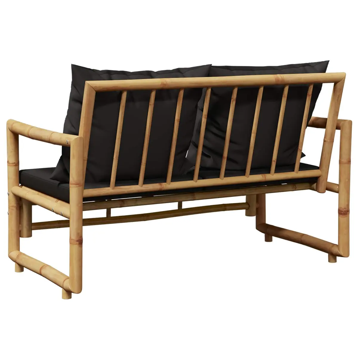 Garden Bench Outdoor Seating 115 cm Bamboo with Grey Padded Cushions