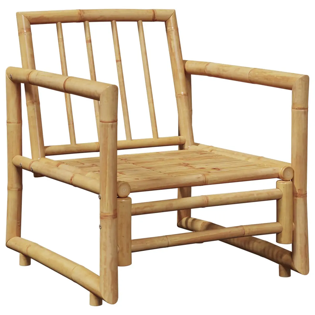 Bamboo Garden Chairs for Outdoor Use with Grey Cushions Set of 2