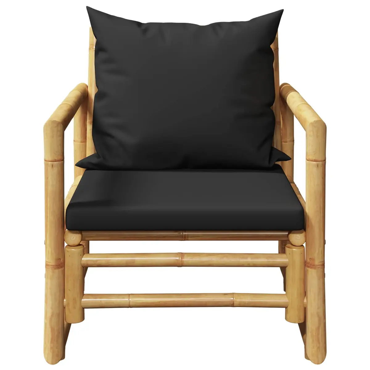 Bamboo Garden Chairs for Outdoor Use with Grey Cushions Set of 2